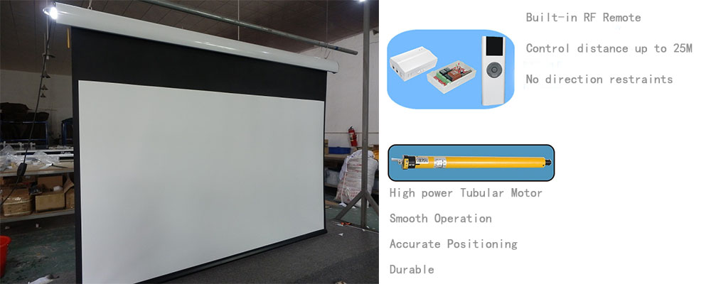 Home cinema motorized projection screen