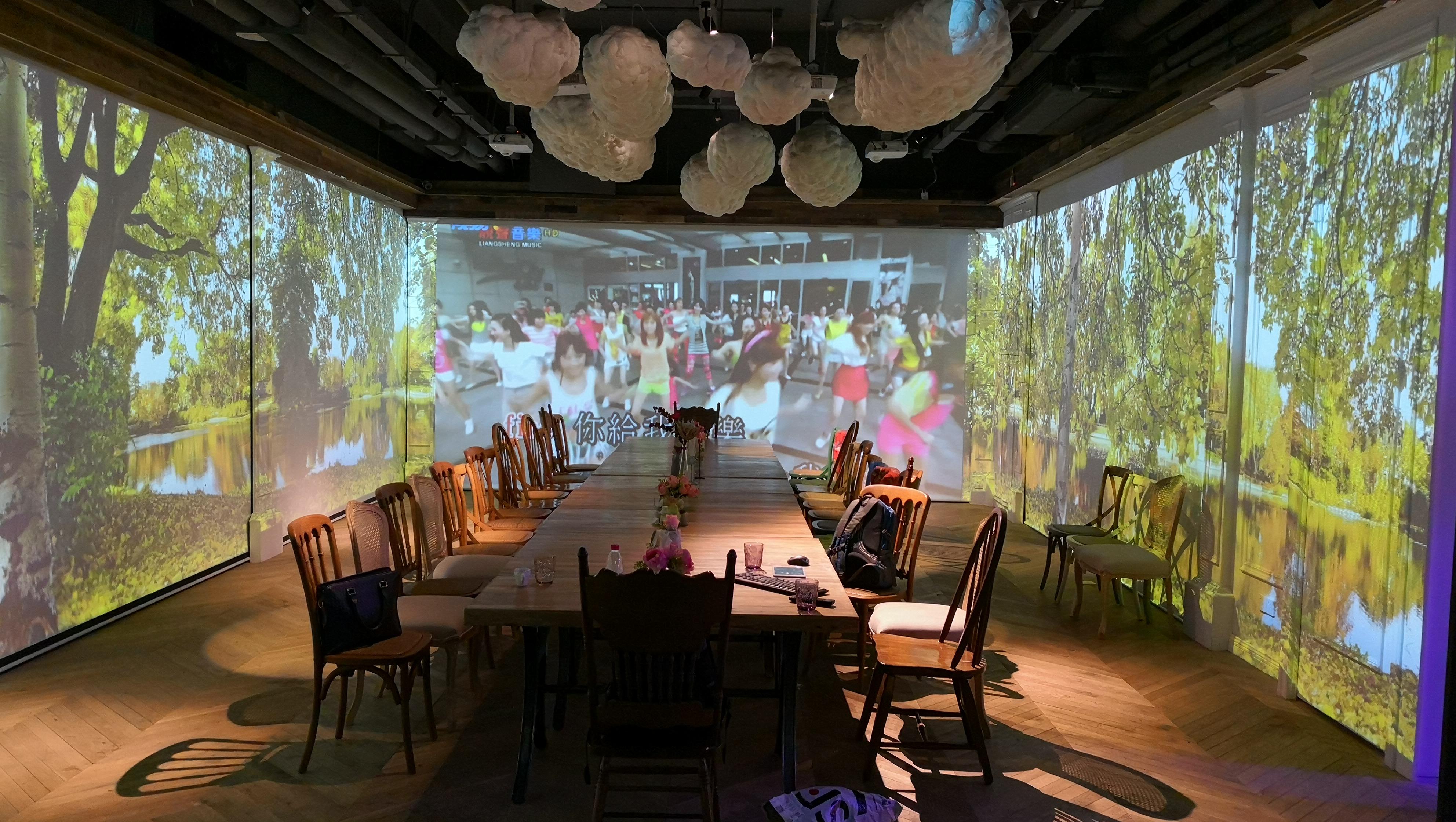 transparent large holographic projection for restaurant